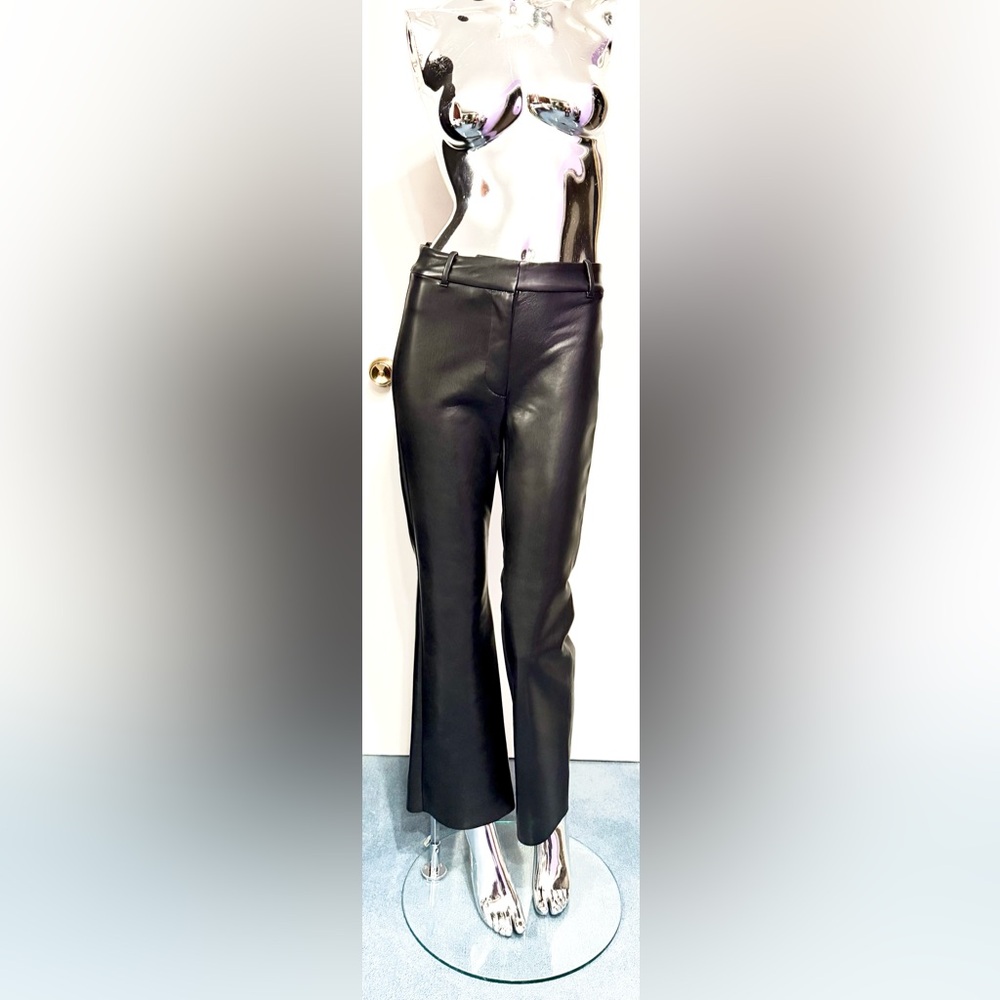 Wilfred by Aritzia Black Faux-Leather Pant - flared at ankle